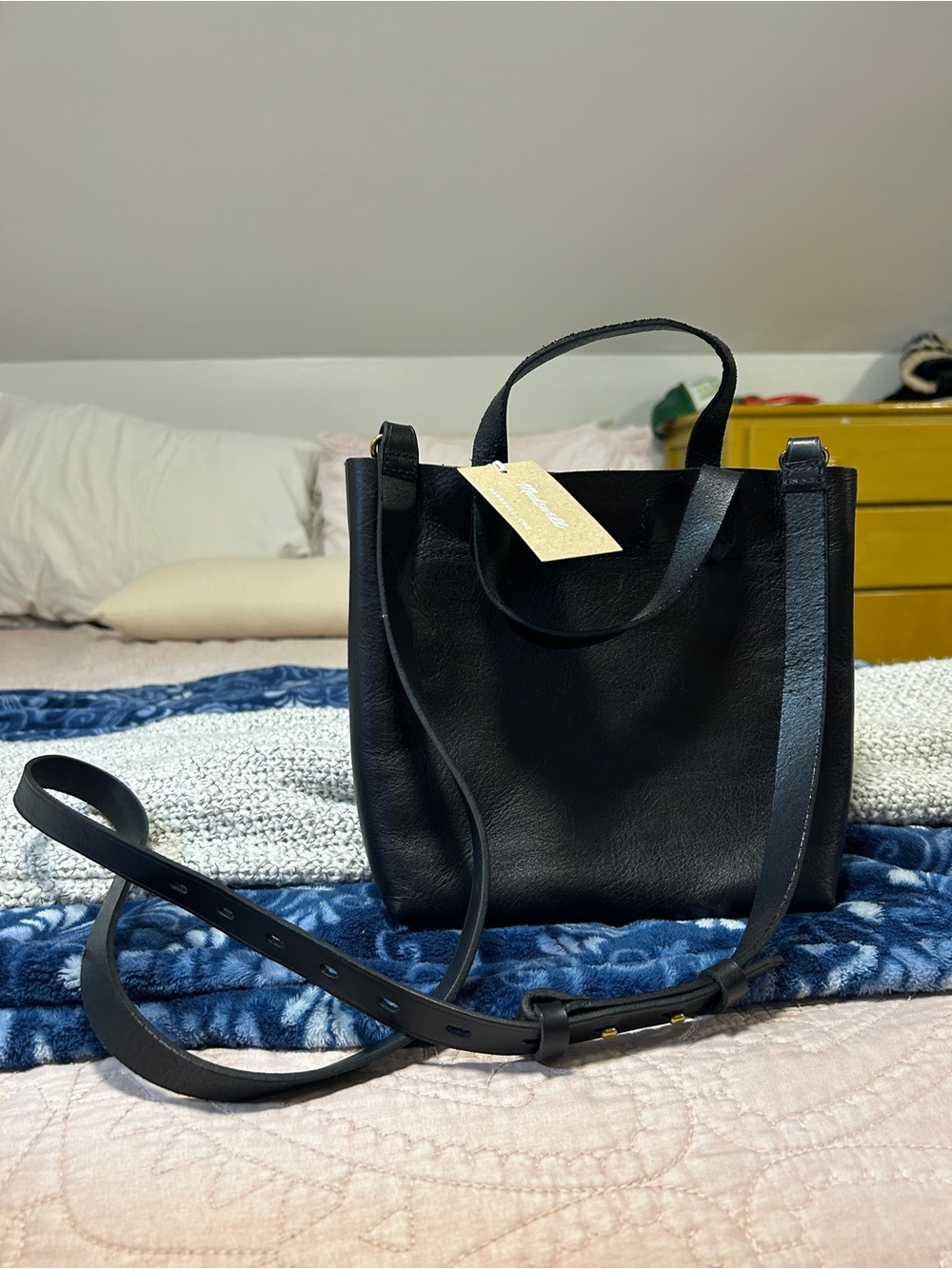 Madewell NWT Black Leather Tote Crossbody Bag - Women's